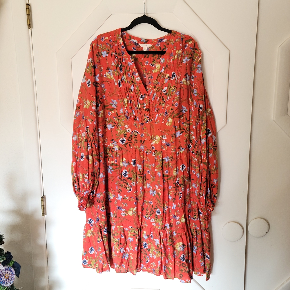 Terra & Sky Orange Floral Dress 24/26 - Picture 3 of 8